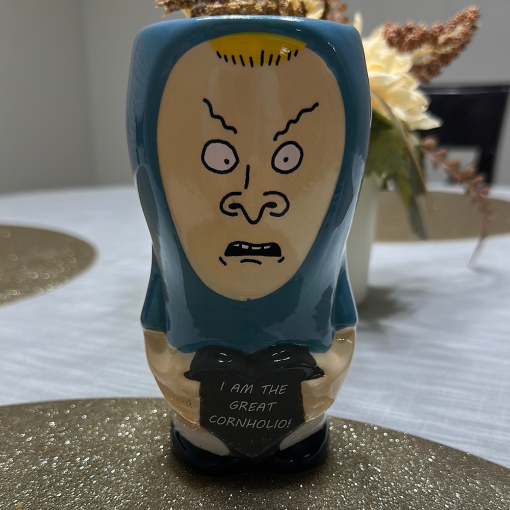 Beavis Ceramic Art Piece - Blue and Cream